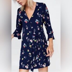 Zara Navy Floral Long Sleeve Dress